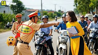 THE TRAFFIC POLICE OFFICER GETS ANGRY AND KICKS THE FEMALE INSPECTOR WITH A HUGE PUNCH AND THE END