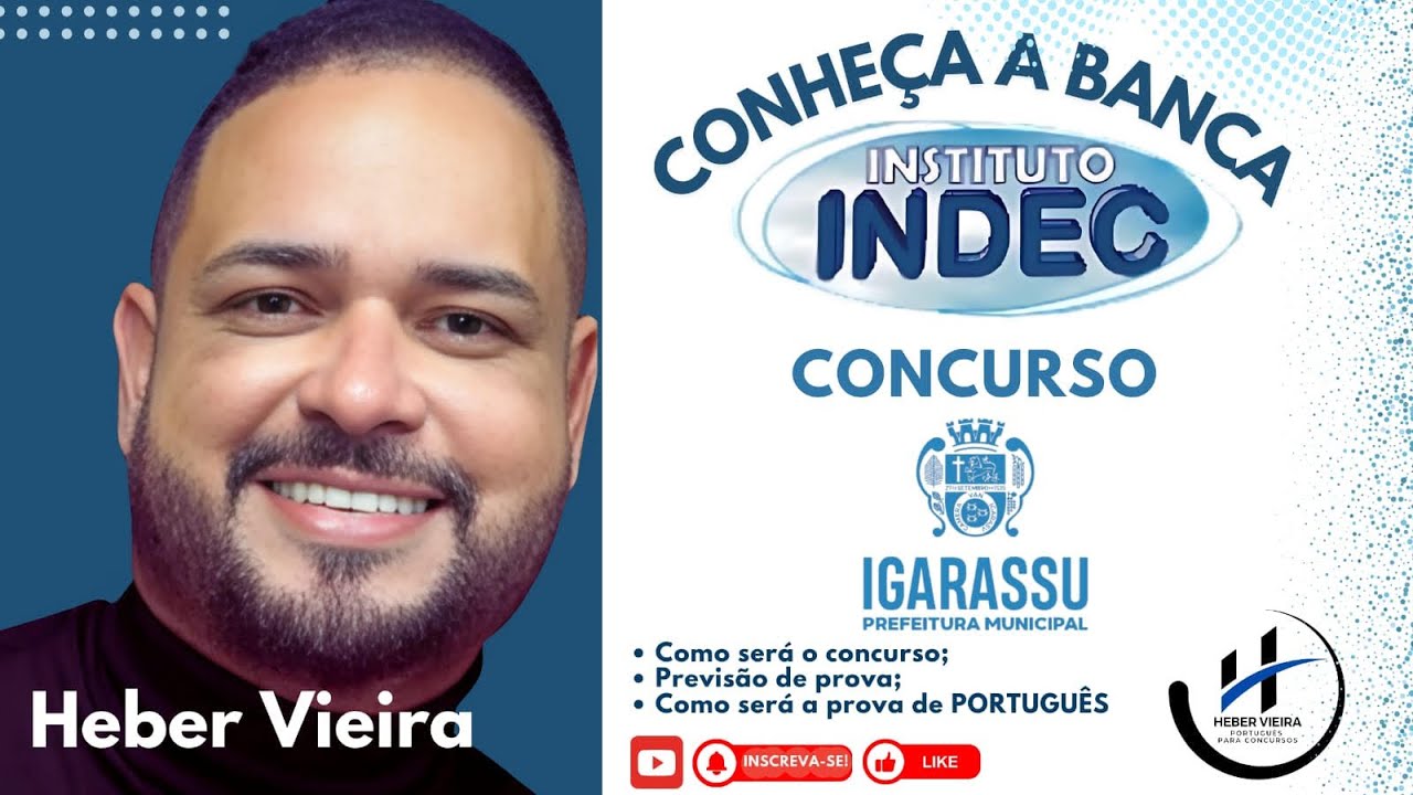 CONCURSO IGARASSU BANCA INDEC:  QUESTÕES, ESTILO, ORIENTAÇÕES ESSENCIAIS COM HEBER VIEIRA