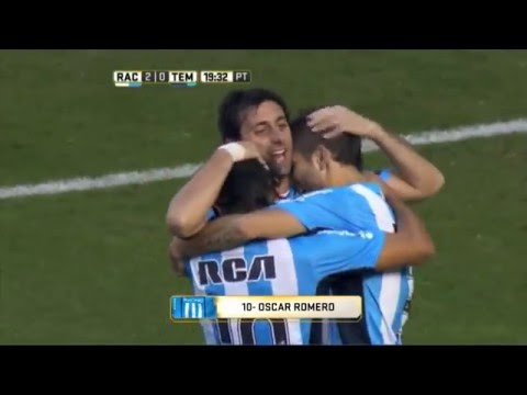 Gol de Romero. Racing 2 Temperley 0. Fecha 16. Primera División 2016