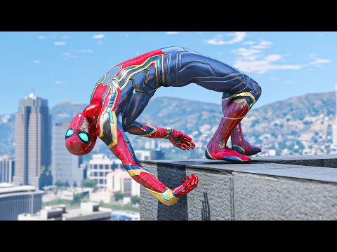 GTA 5 Iron Spiderman Falling off Highest Buildings - Ep 13 (Euphoria Ragdolls)