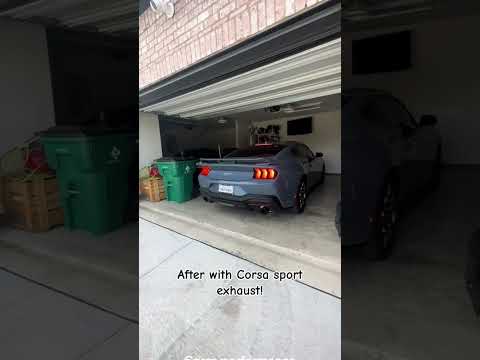 2024 Mustang with Corsa sport exhaust before and after #youtubeshorts #2024mustang #corsaexhaust