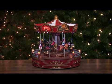 LED Lighted Rosie's Carousel Revolving Christmas Decor...