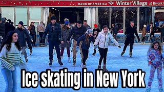 Ice Skating ⛸ In Bryant Park Winter Village New York City Tour 2024