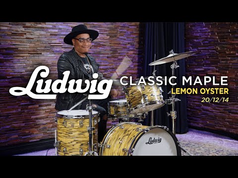 Ludwig Classic Maple "Downbeat" Drum Kit Shell Pack 20/12/14 In Lemon Oyster image 10