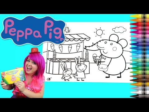 Coloring Peppa Pig Ice Cream JUMBO Coloring Book Page Crayola Crayons | KiMMi THE CLOWN Video