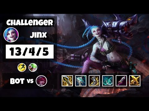 Jinx Bot Lane 11.6 Challenger Gameplay Replay S11 (13/4/5) - EU