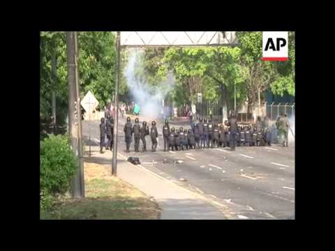 Masked demonstrators clashed with police in northern Venezuela on Monday, as part of ongoing anti-go