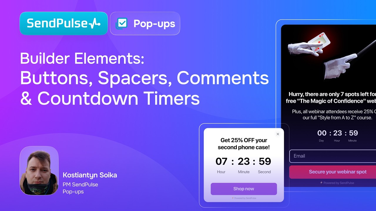 Buttons, Countdowns & More: Boost Pop-up Conversions | SendPulse Tutorial