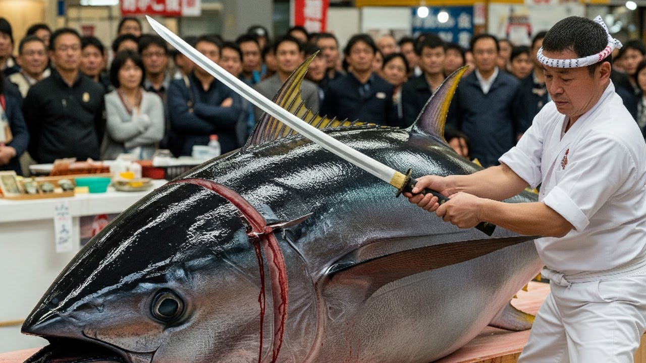 Surgeon’s Precision! Cutting a 600LB Giant Bluefin Tuna with the Sharpest Knife on Earth 🔪🐟