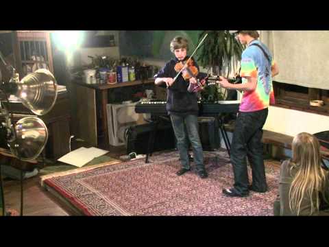 Elliott Benda and Dominick Leslie perform at a Big Sur Fiddle Camp concert - Alt version