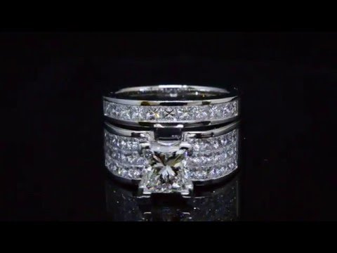 Invisible Set Princess Cut Diamond Engagement Bridal Set # 22454