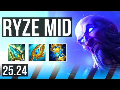 RYZE vs GALIO (MID) | Good KDA: 13/1/11 | KR Grandmaster | 25.24