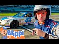VROOM VROOM Race Car With Blippi How To Drive RaceCars For Children Educational Videos For Kids
