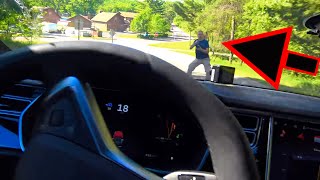 Tesla Autopilot Trying to kill my friend, Human saves him!