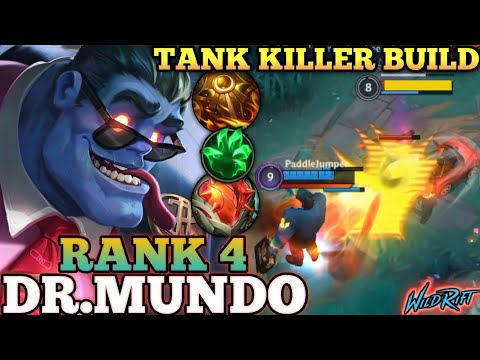 DR.MUNDO TOPLANE KILLER MVP PLAY! DEADLY TANK DMG - TOP 4 GLOBAL DR.MUNDO BY PaddleJumper- WILD RIFT