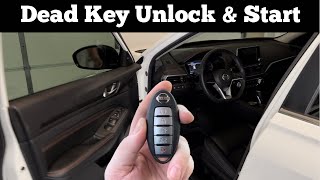 2019 - 2023 Nissan Altima - How to Unlock, Open & Start With Dead Remote Key Fob Battery