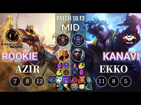 IG Rookie Azir vs JDG Kanavi Ekko Mid - KR Patch 10.13