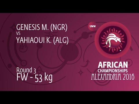 Round 3 FW - 53 kg: M. GENESIS (NGR) df. K. YAHIAOUI (ALG) by FALL, 0-0