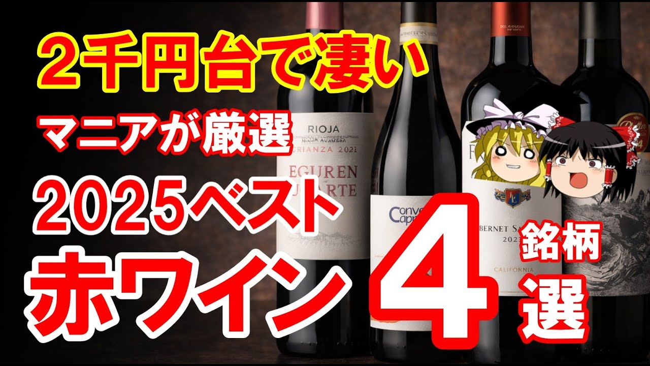 【ワイン初心者向け】3千円まで コスパ最強｜2025年ベスト赤ワイン4選（ゆっくり解説）
