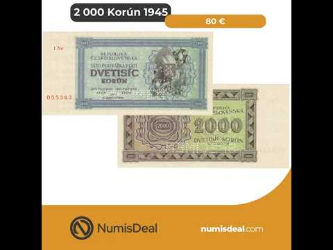 2000 Korun 1945, Czechoslovakia - about Uncirculated!