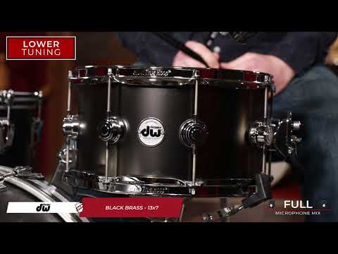 DW Collector's  Satin Black Over Brass 1307 Snare Drum with die cast & brass wires! Harcase inc. image 10