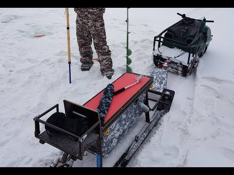 Топим мотобуксировщик от лебедев моторс и испытываем сани рыбачёк