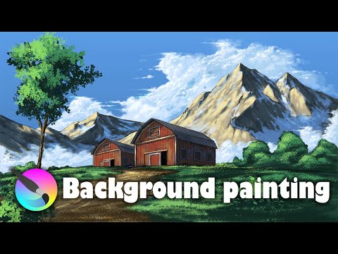 BACKGROUND PAINTING IN KRITA | LANDSCAPE PAINTING FOR ANIMATION IN KRITA #SKETCHES #backgroundpaint