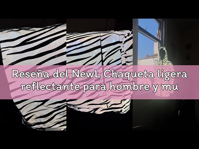 Vídeo relacionado con NewL Chaqueta ligera reflectante para hombre y mujer, estilo de malla, estilo cebra, impermeable, gris, M