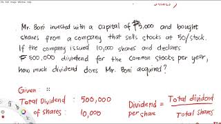 Solving for the Dividends, Dividend per share, Stock Yield Ratio | Stocks and Bonds (Part 1)