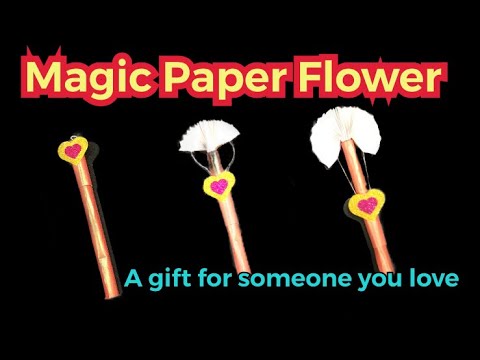 DIY - Paper Flower FAN | Beautiful Fairy Magic Wand - pull Down Will Turn Into a Beautiful Fan