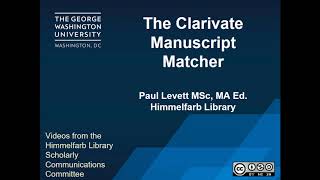 The Clarivate Manuscript Matcher