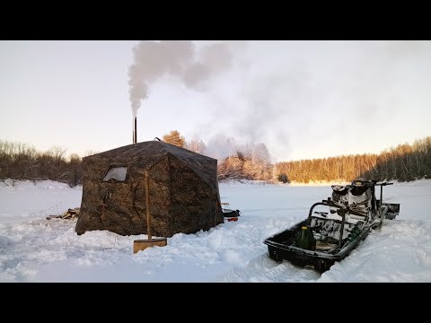 ПРОРЫВАЕМСЯ К РЕКЕ / 2 ДНЯ НА ЛЬДУ КАК ДОМА / НОЧЕВКА В ПАЛАТКЕ / РЫБАЛКА НА ЖЕРЛИЦЫ 1 Часть
