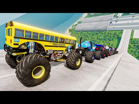 Epic High Speed Monster Jumps #101 | Monster Trucks & Cars - Beamng Drive