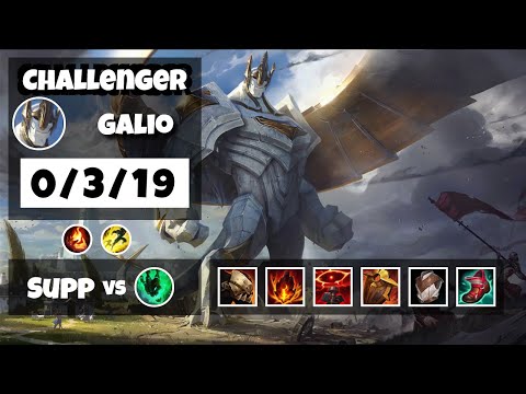 Galio Support 11.6 Challenger Gameplay Replay - S11 (0/3/19) - BR
