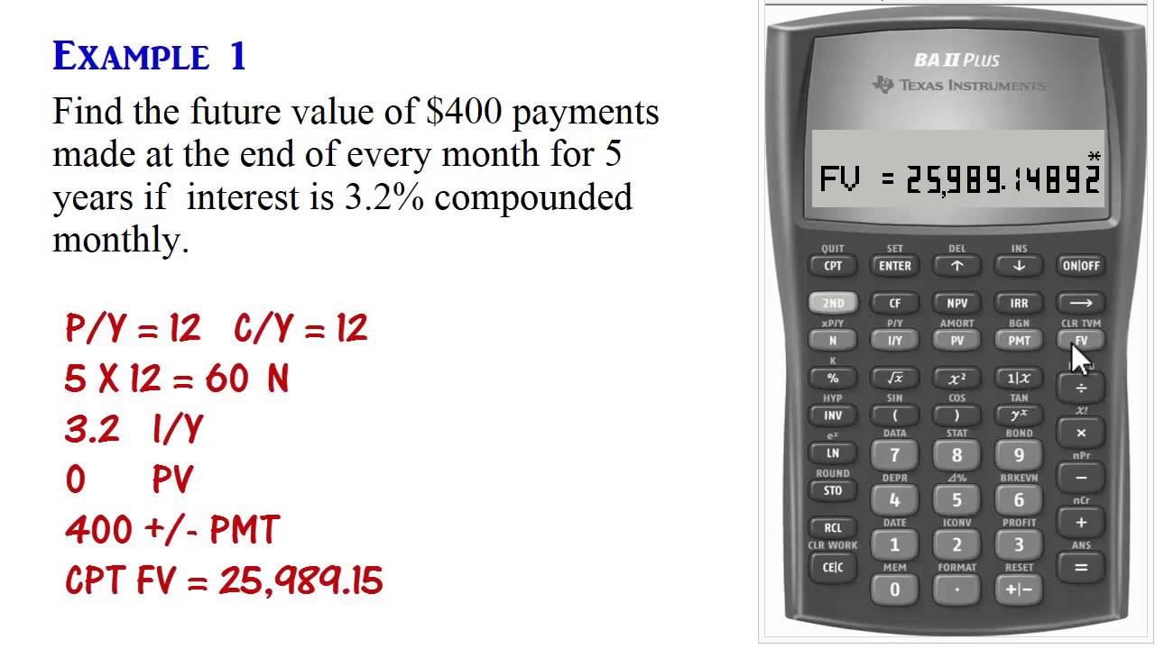 BA II Plus - Ordinary Annuity Calculations (PV, PMT, FV)
