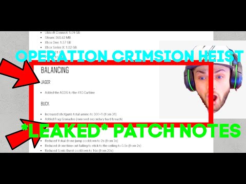RAINBOW SIX SIEGE CRIMSON HEIST *LEAKED* PATCH NOTES