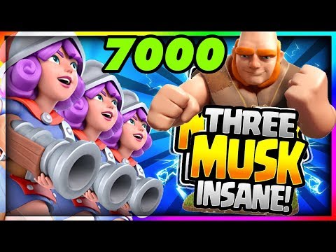 7000 trophies with Giant three musketeers deck - Clash Royale