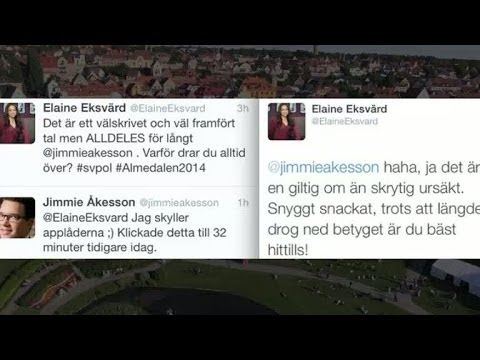 Nöjesguiden: Gullade Elaine Eksvärd med Jimmie Åkesson (SD)? - Nyheterna (TV4)