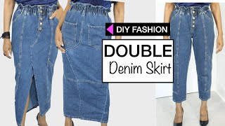 DIY Jeans To A Skirt With Front Slit Opening In Less Than An Hour | Colleen G Lea