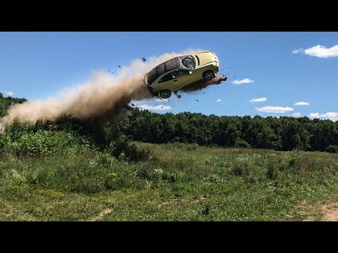 LAUNCHING A MERCEDES OFF A JUMP!!! *TOTAL DESTRUCTION* Video