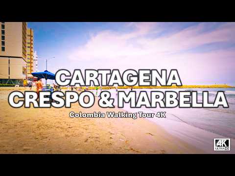 CARTAGENA 🇨🇴 | Los Pescadores → Crespo → Playa de Marbella | Walking Tour 4K