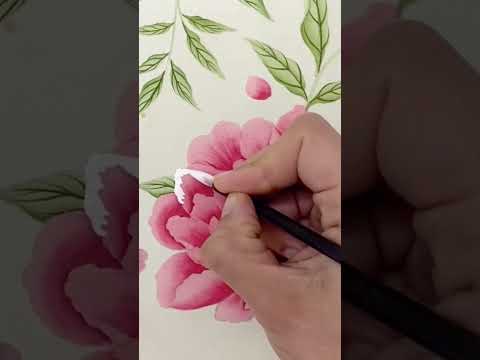 chinoiserie flower painting with gold embellishment on silk  #chinoiserie #gouache #watercolour