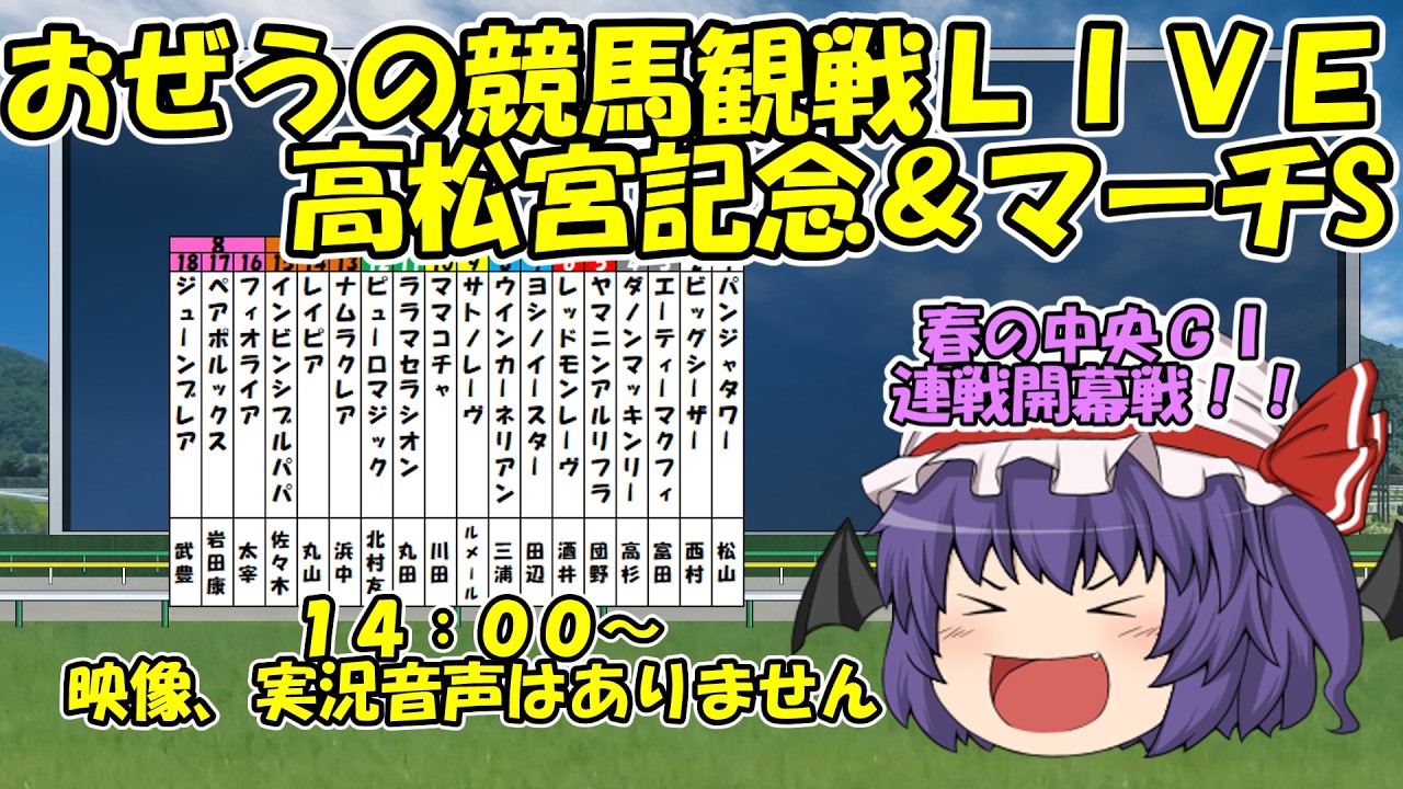 おぜうの競馬観戦LIVE 高松宮記念＆マーチSほか