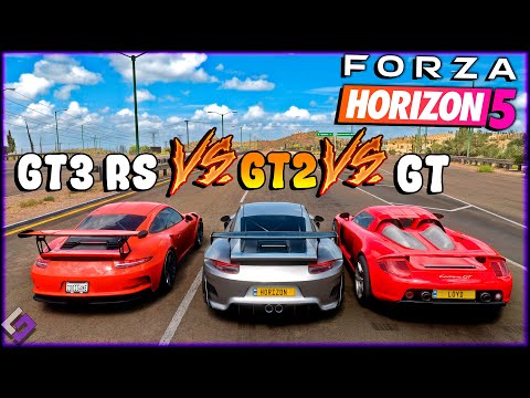 FORZA HORIZON 5 - PORSCHE 911 GT2 vs PORSCHE 911 GT3 RS vs PORSCHE CARRERA GT