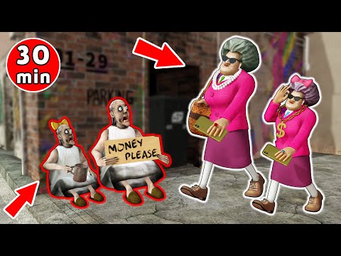 Poor Granny vs Rich Scary Teacher - funny horror animation (30 mins of fun)