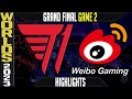 T1 vs WBG Highlights Game 2 | S13 Worlds 2023 GRAND FINAL | T1 vs Weibo Gaming G2