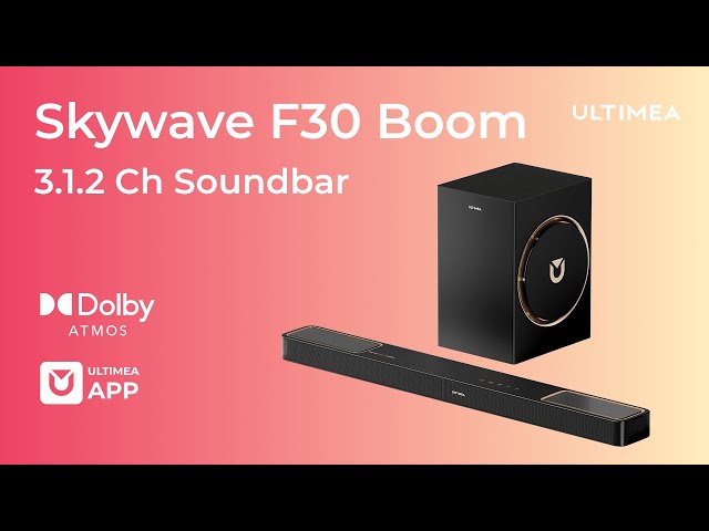 Barra de som Ultimea Skywave F30 Boom Bluetooth HDMI eARC Dolby Atmos Subwoofer 6.5" App video