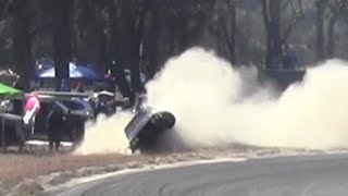 preview picture of video 'V8 Toyota Ke70 crash at Stanthorpe Pro Drift Round - DSLR motorsport video'