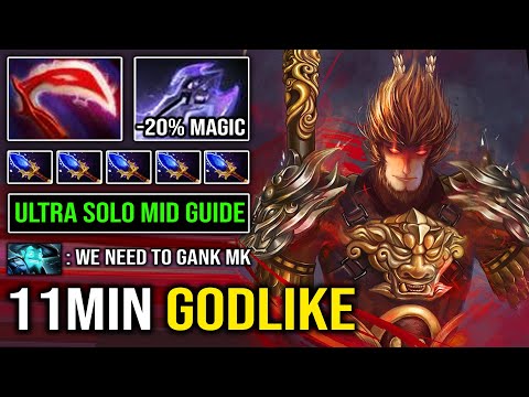 How to Solo Mid Monkey King Like a Pro with 11Min Godlike & 12Min Deso Crazy illusion Soldier DotA 2