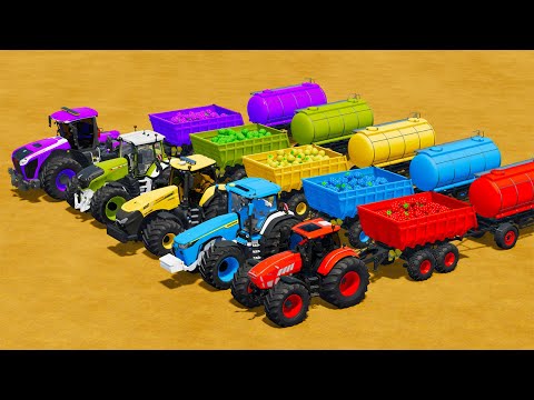 LAMBORGHINI vs CLAAS vs CASE vs FENDT TRACTORS BATTLE WITH STRAWBERRYS - Farming Simulator 22